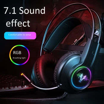 

H200 7.1 Gaming Headset Headphones with Microphone for PC Computer Professional Gamer Earphone Surround Sound RGB Light