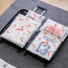 Прозрачная дорожная сумка для хранения Фламинго водонепроницаемая сумка для хранения Одежда для путешествий багаж упаковочный пакет для одежды Симпатичный мешочек на шнурке