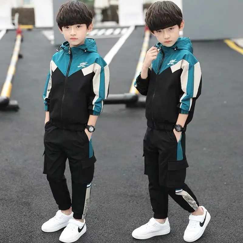 

Boys Clothes Set New Spring Autumn Teenager Boys Cotton Casual Hoodies+ Pants 2pcs Suit Children Tracksuits Clothing For 5-14Y