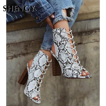 

Women Square High Heels Serpentine 10.5cm Peep Toe Buckle Gladiator Pumps Office Sandals Party Shoes