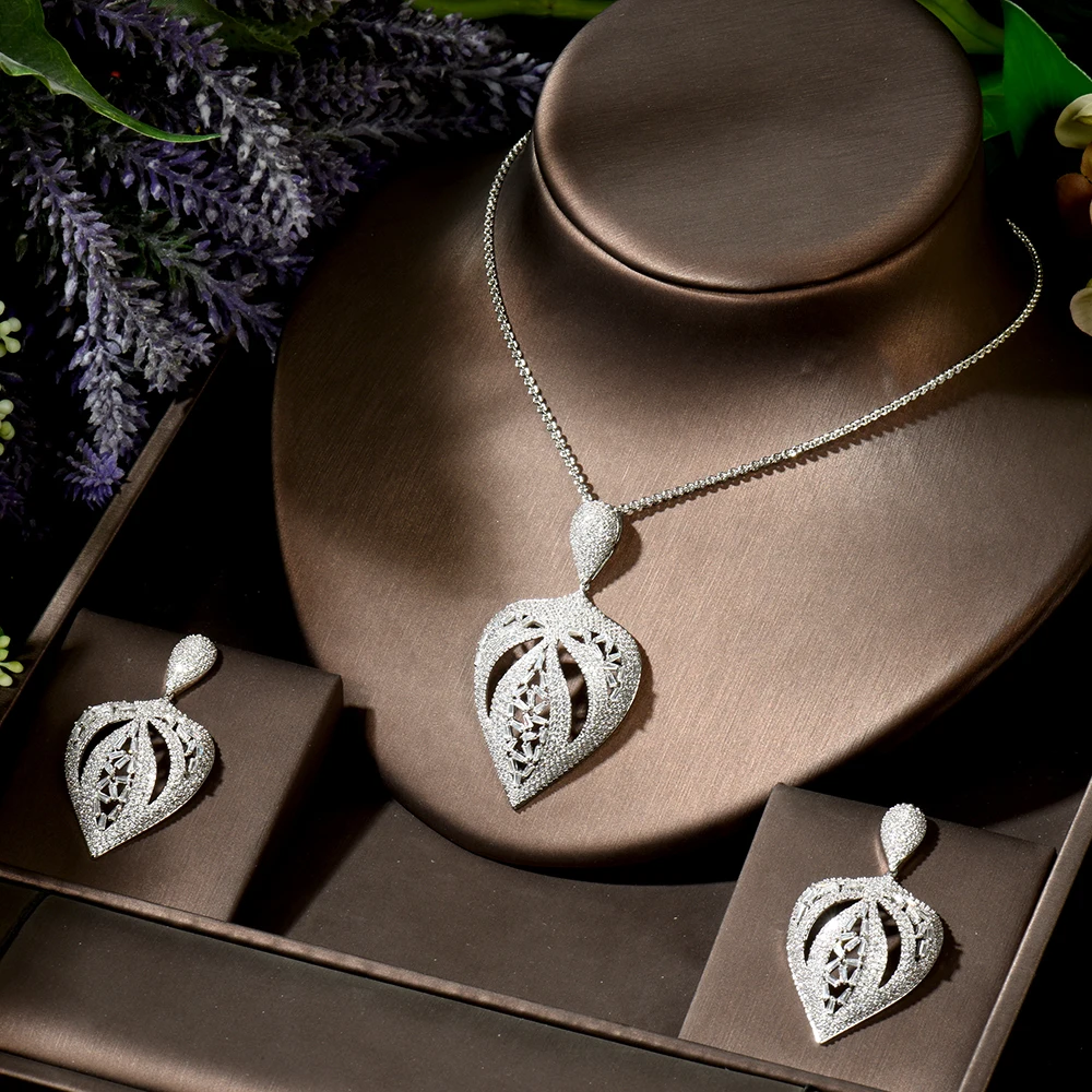 

HIBRIDE модное роскошное свадебное ожерелье из фианита с каплями воды, серьги, ювелирный набор для женщин, Африканское женское ожерелье, N-1885