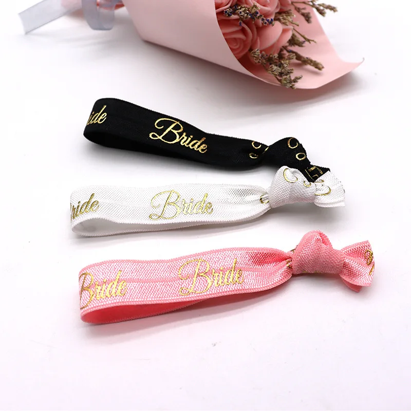 5Pcs Bachelorette Hen Party Wedding Bridal Shower Decoration Team Bride Tribe Bridesmaid Hair Tie Wristband | Дом и сад