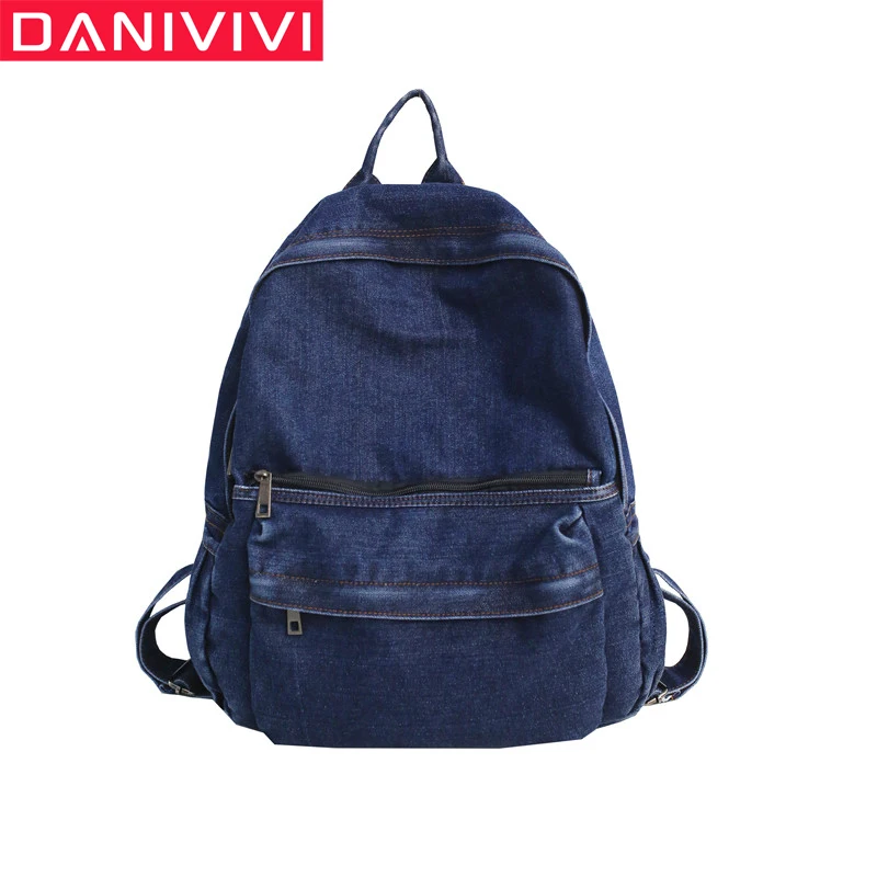 Mochila informal de tela vaquera para mujer, bolso de viaje, pantalones vaqueros de gran capacidad, escolar para adolescentes