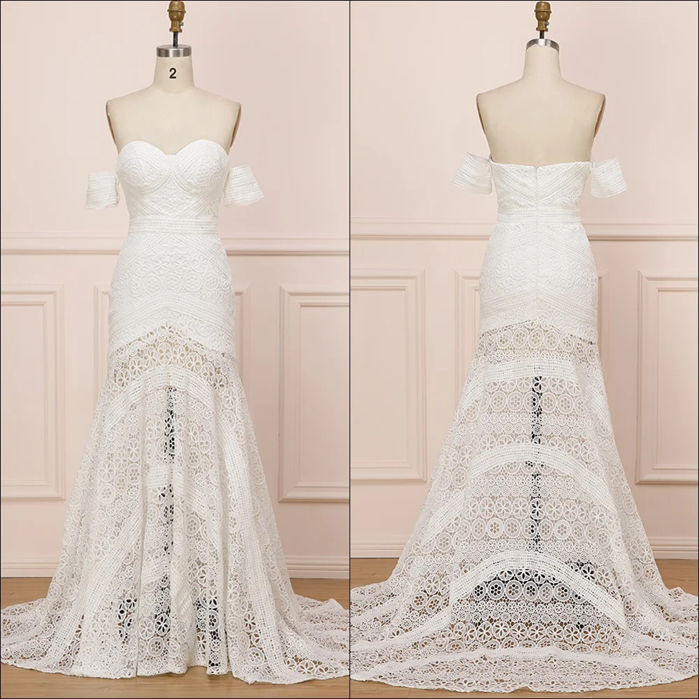 Simple Lace Wedding Dress Mermaid 2022 Bride Dress Sweetheart Bohemian Wedding Dress Boho Illusion Wedding Gowns Plus Size