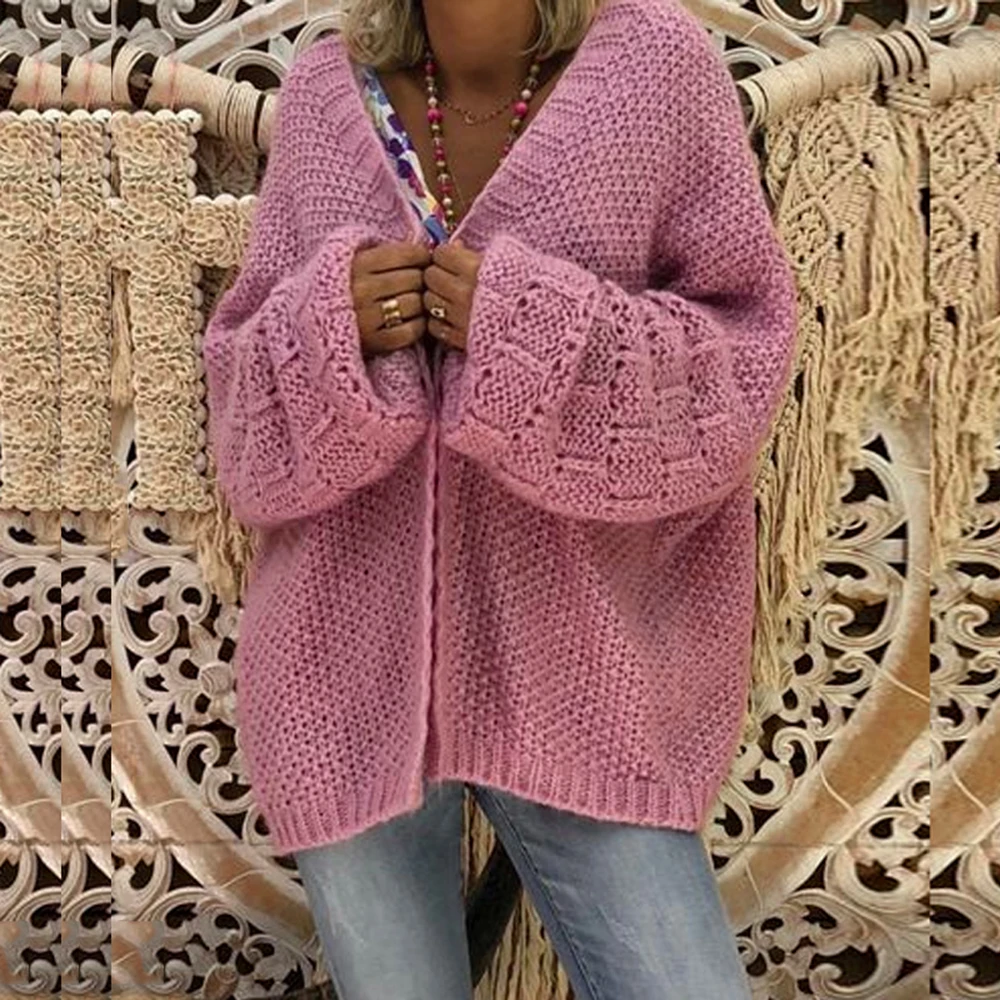 

JODIMITTY Womens Knitted Jacket 2019 Autumn Warm Casual Solid Sweater Cardigan Long Sleeve Knitwear Coat Loose Pull Femme Tops