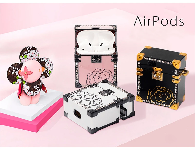 Роскошный модный чехол для Apple Airpods, чехол для наушников с Bluetooth, аксессуары для наушников со стразами, квадратные наушники, сумка
