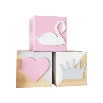 

3 Pcs/set Home Decoration Ornaments Baby Photography Creative Props Desktop Decorations Children Cartoon Solid Wood Toys
