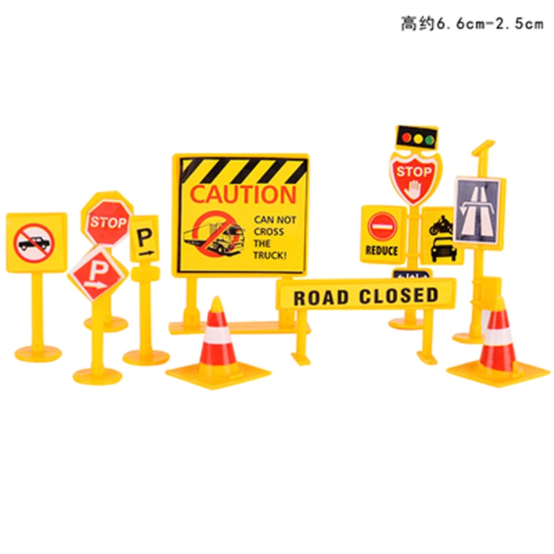 Excavator Fire Fighting Truck Birthday Party Decorations Kid Cupcake Cake Topper for Girl Boy Happy Birthday Party Cake Supplies - Цвет: 1 set roadblock