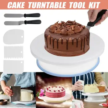 

6pcs/set Cake Turntable Set Multifunction Cake Decorating Kit Pastry Tube Fondant Tool Party Kitchen Dessert Baking Supplies