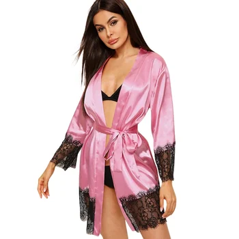 

Women Sexy Pajamas Underwear Sexy Night Gown Lace Skirt Two-Piece Set Sexy Imitation Ice Silk Sleepwear Satin Pyjama
