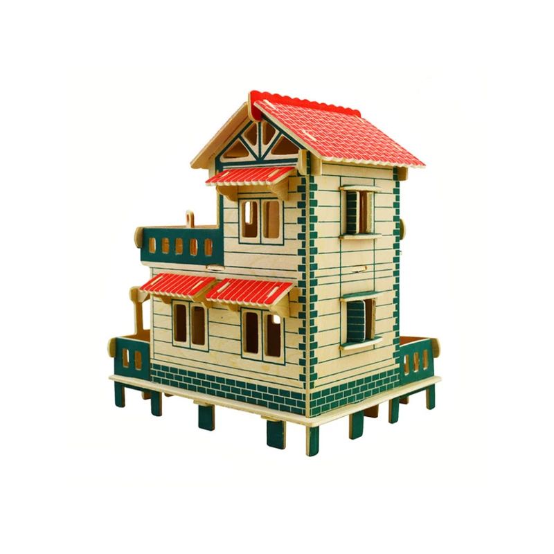 3D Деревянный замок здание DIY Головоломка Игрушка Дети Раннее Обучение шаблон подарки для детей подарок на день рождения Дом головоломка