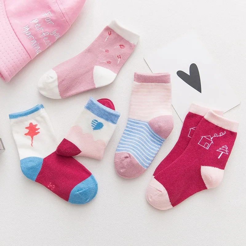 5Pairs/lot Infant Baby Socks Cartoon soft Baby Socks for Girls Cotton Newborn Boy Toddler Socks Baby Clothes Accessories - Цвет: XL2307F