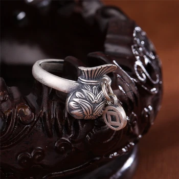 

S925 Sterling Silver Female Ring Luxury Classic Boutique Jewelry Old Thai Silver Wallet Jewelry