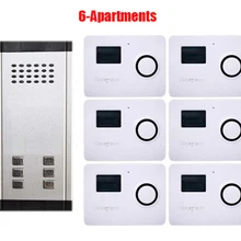 6 квартиры здания 2-проводной здания аудио домофон система прямых Пресс ключ видео-телефон двери hands-free внутренний блок на