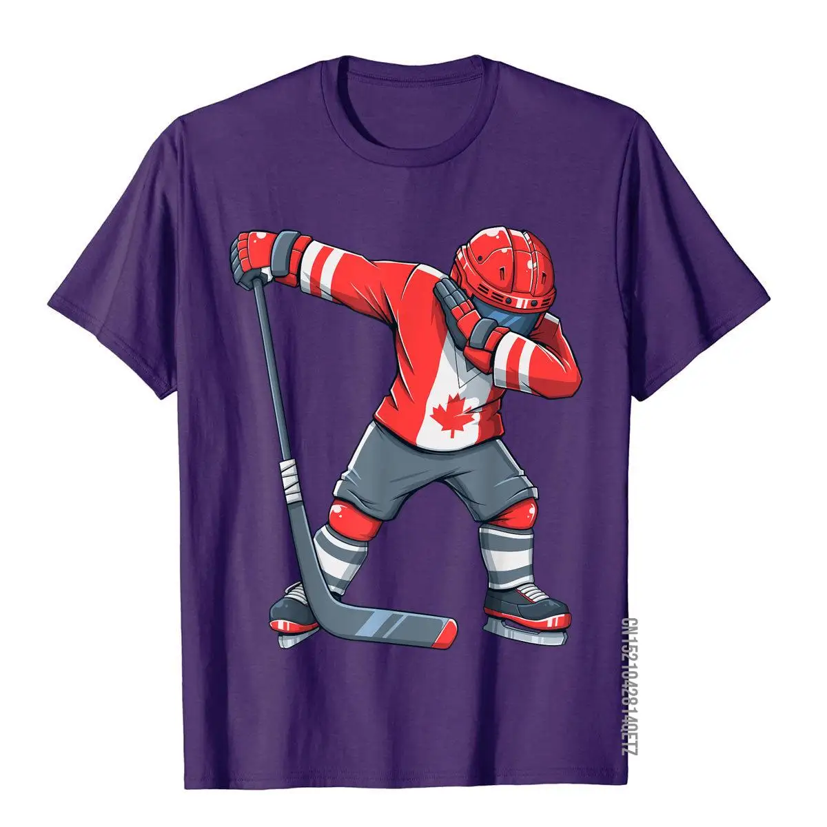 Funny Boy Kid Ice Hockey Apparel Dabbing Player Canada Flag T-Shirt__B12388purple