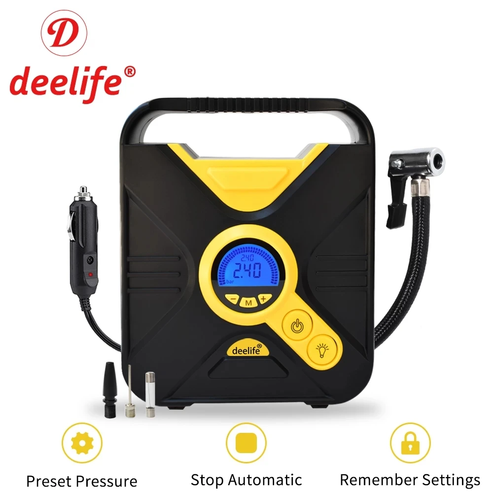 Deelife Car Compressor Portable Tyre Inflator for Auto 12V Electric Digital Tire Air Pump