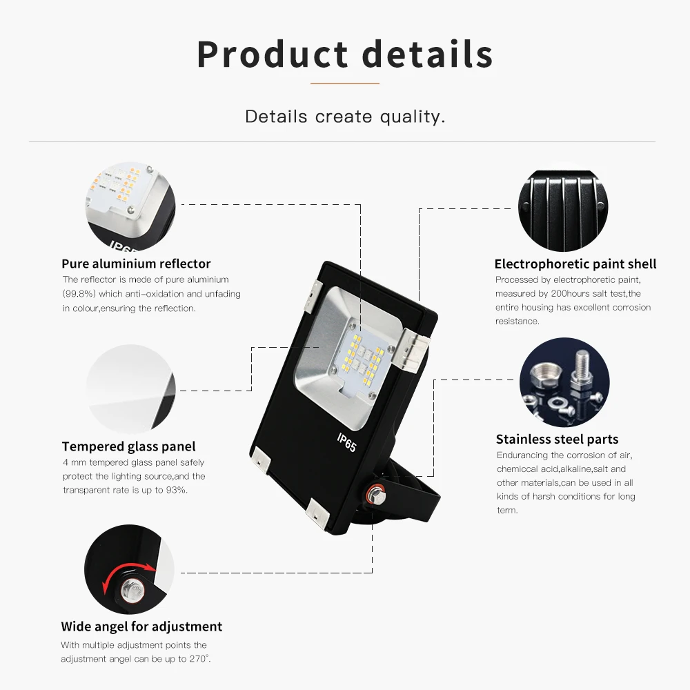 10W 30W 60W RGB+CCT LED Floodlight Zigbee Pro Smart Outdoor Light IP65 Waterproof Work with Amazon Echo Plus SmartThing flood light 100 watt