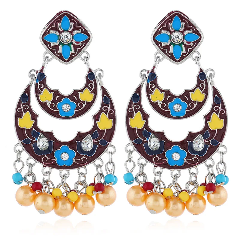 

Afghan India Middle East Golden Pearl Statement Earrings Big Resin Long Tassel Drop Ear Brincos Tribal Egypt Nepal Gypsy Jewelry