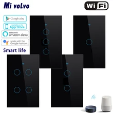 WIFI Smart Touch Switch Smart Life APP Wireless Remote Control US Standard 1/2/3 / 4gang Light Switch