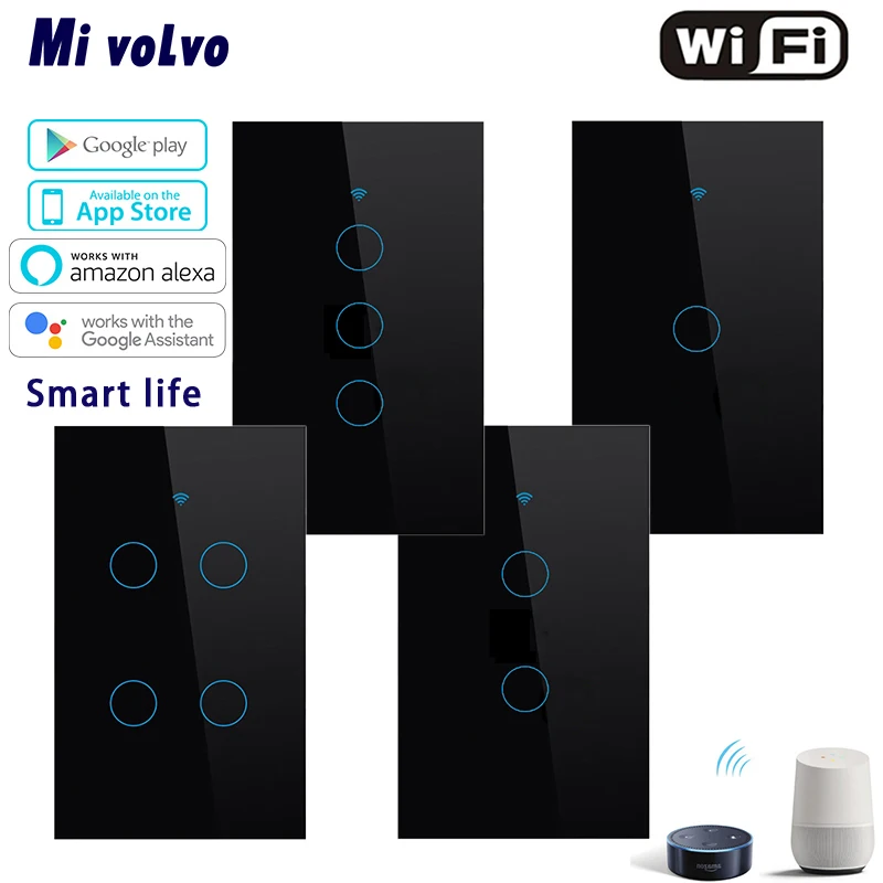 Умный сенсорный выключатель с Wi-Fi дистанционным управлением через приложение