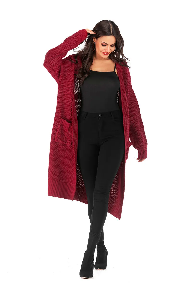 RQUEENA Women's Cardigans Autumn Winter Long Knitted Cardigan Sweater With Pockets Womens Cardigan Long Sleeve Coat CA028