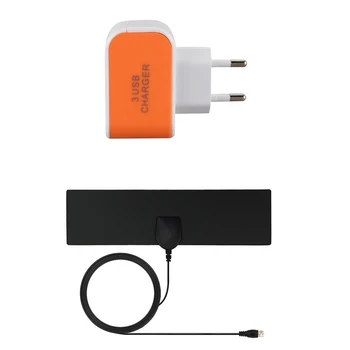 

Tripping 3.1A USB Charger AC Adapter/ Charger/ EU Plug Orange & HDTV Antenna Indoor 35 Miles Range Ultra Thin TV Antenna