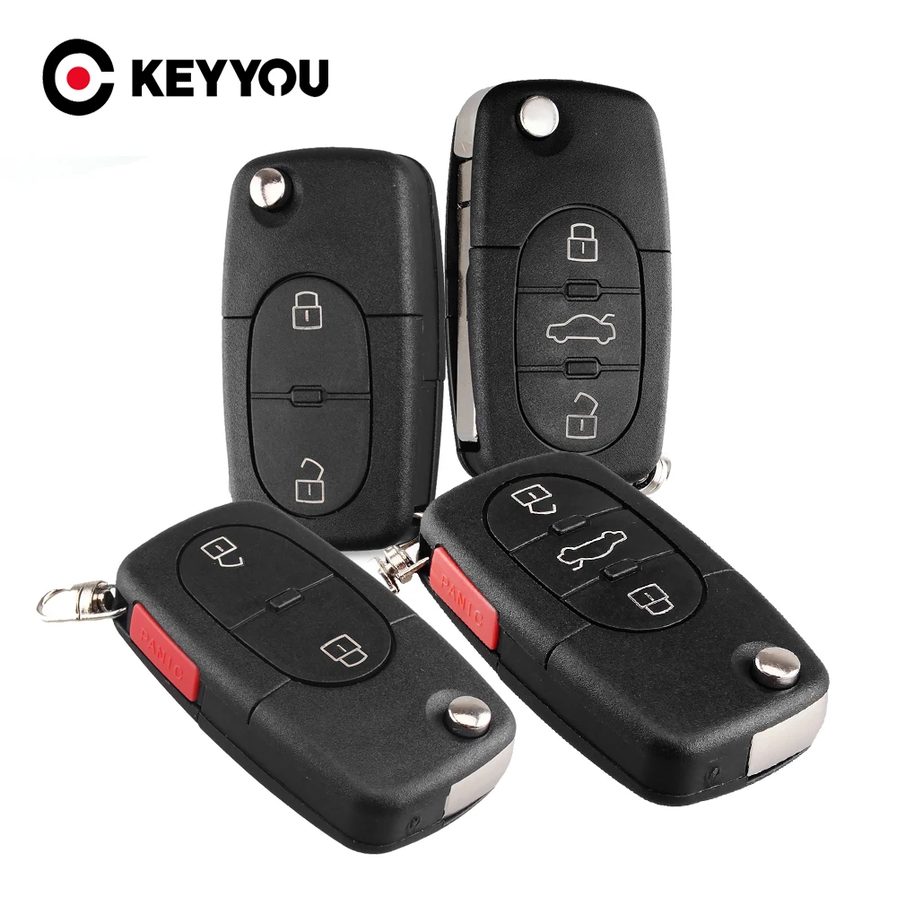 

Чехол-оболочка для автомобильных ключей KEYYOU, для Audi 2/3, кнопки, для Audi TT A2 A3 A4 A6 A8 Quattro, старые модели с лезвием CR1620
