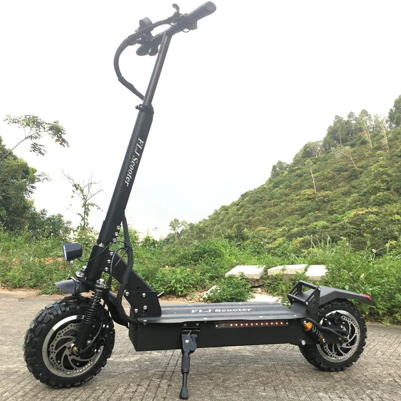 Flash Deal FLJ Adult Electric Scooter with 60V/3200W Strong Power Kick Scooter fat tire big wheel electric scooters adults with Oil Brake 7