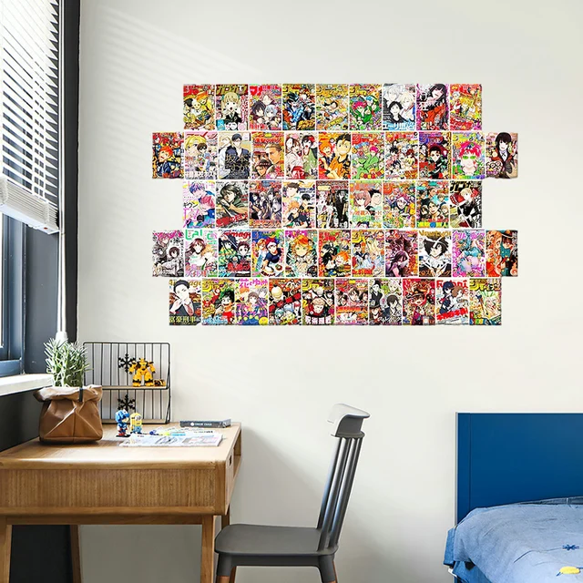 50/100Pcs Anime Magazine Covers Aesthetic Wall Collage Kit Manga Bright Color Living Room Bedroom Art Decoration Young Adults
