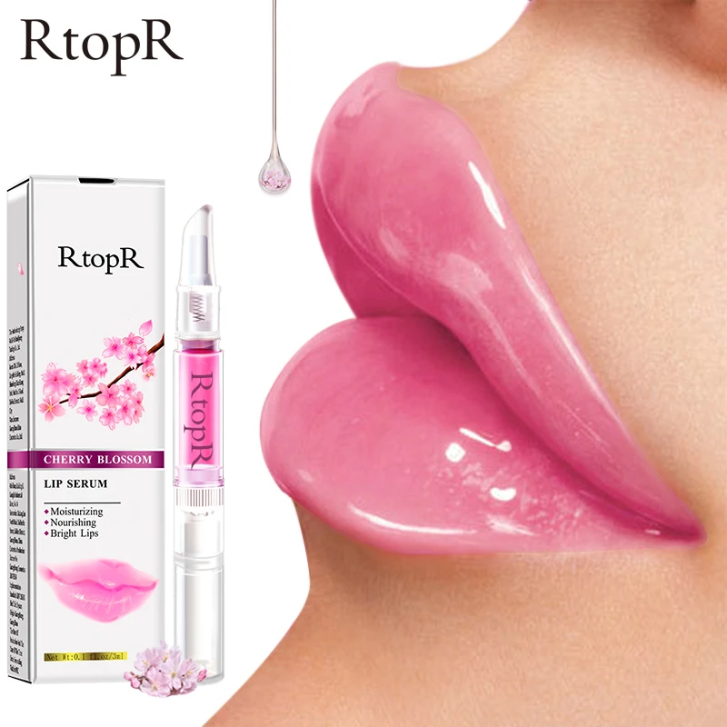 

RtopR Cherry Blossom Lip Serum Instant Volumising Lips Plumper Smooth Lip Fine Lines Long Lasting Moisturizer Nourishing Beauty