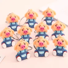 Мягкий Silcone силикагель мультфильм стерео кукла милая Сеть Красная свинка Сяо Пи Чжу Зодиак брелок на ключи в форме поросенка круг бутик подвеска