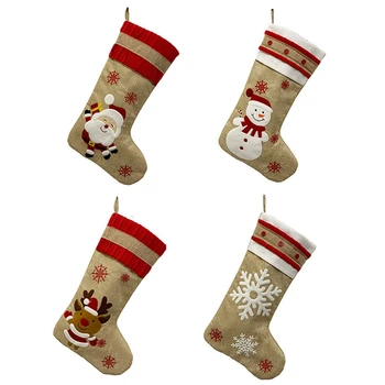 

Personalized Christmas Stockings , Big Stockings with Santa, Snowman, Elk, Snowflake, Handmade