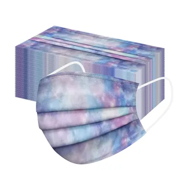 

50pc Disposable Protection Facemask Adult Tie-dye Print Masks Three Layer Non-woven Mask Elastic Earloop Mascarillas Маски