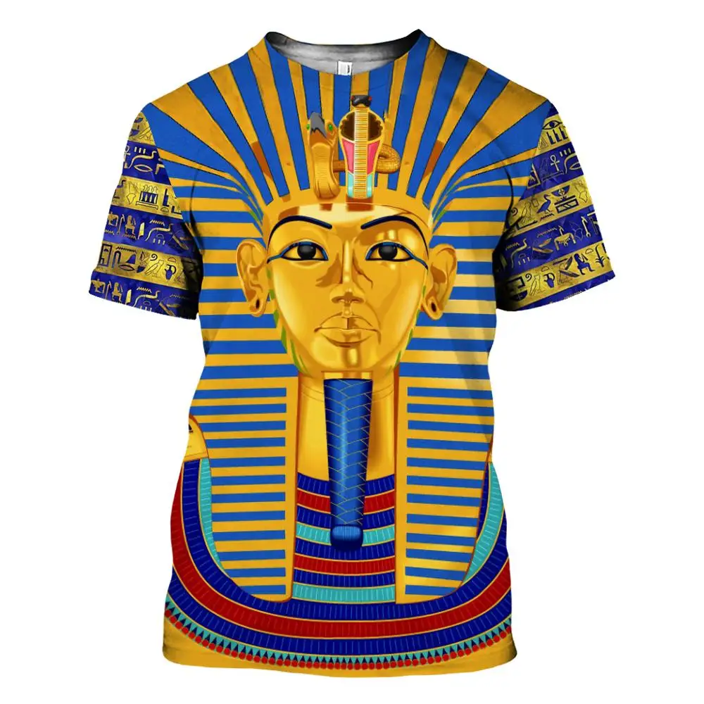 SONSPEE 3D Print Ancient king Tutanchamun Egyptian Men's T shirt Eye of