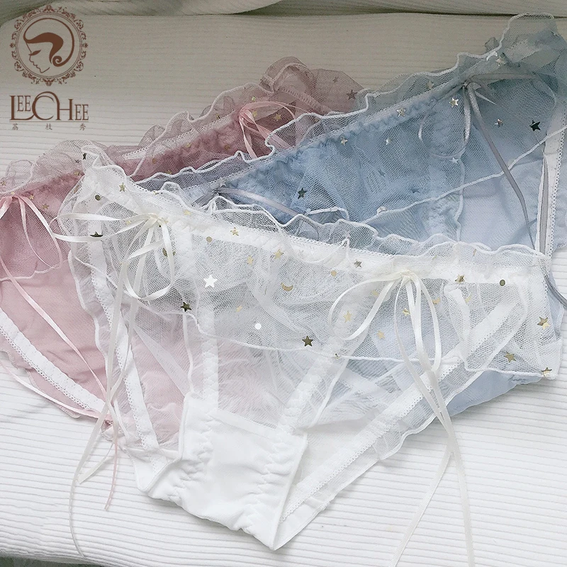 Japanese Sweet Girls Panties Transparent Ruffles Underwear Briefs