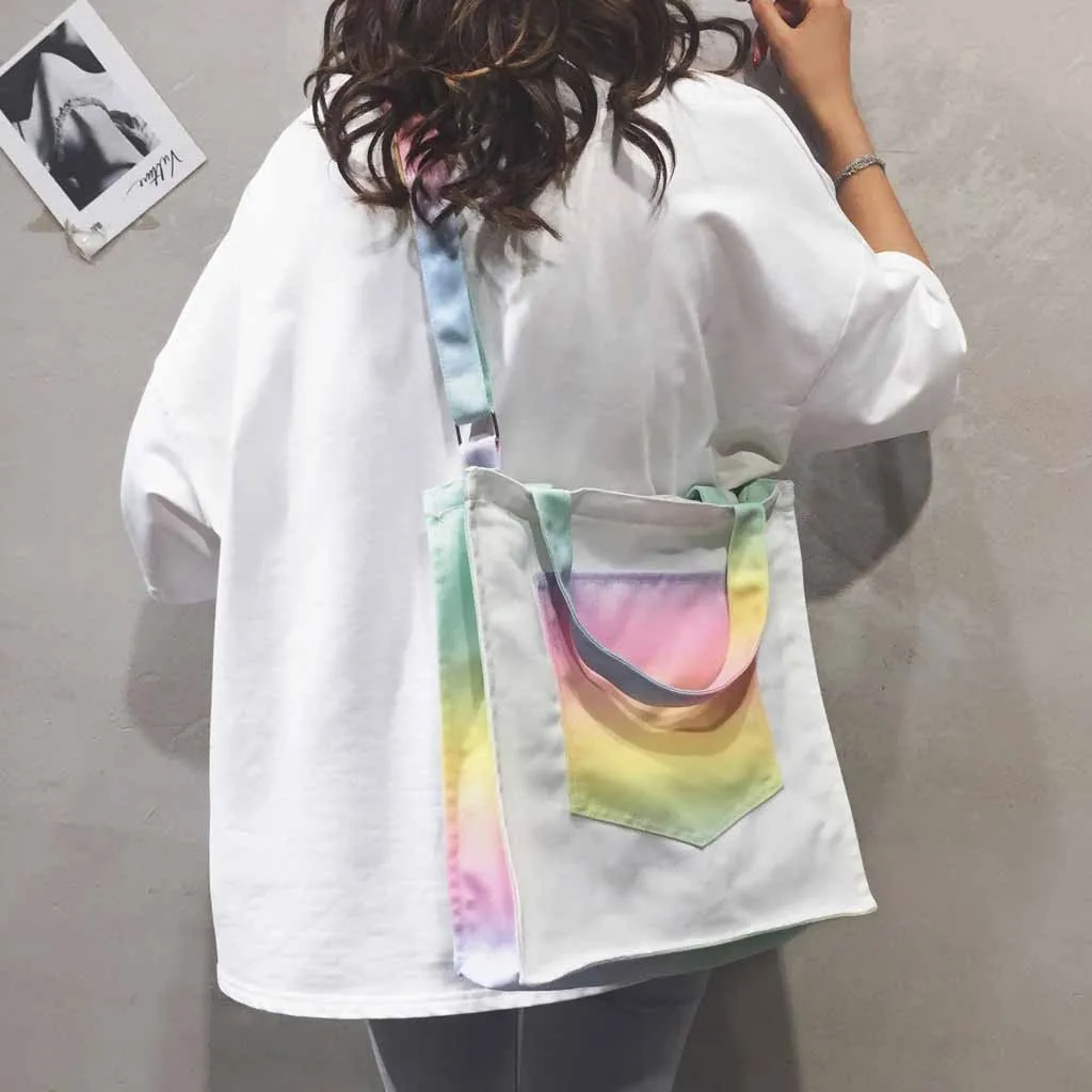 Женская красочная Холщовая Сумка, винтажная, для отдыха, Большая вместительная сумка для покупок, простые сумки на плечо, Женские Модные Портативные Эко сумки