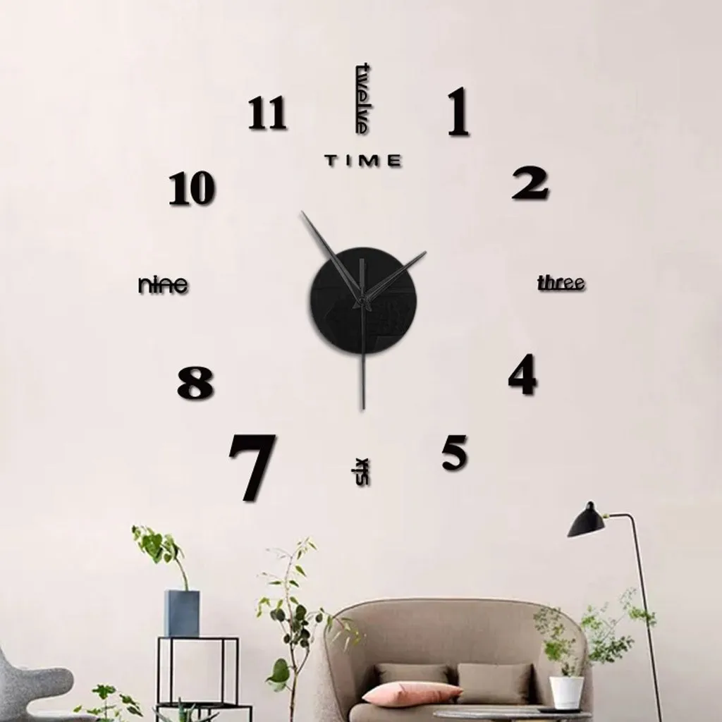 DIY Wall Clock 3D Arabic Numerals Stickers Silent Clocks Home Deocor 