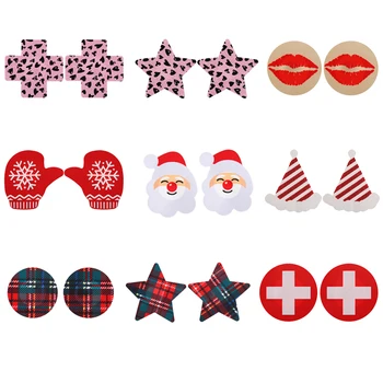 

FINETOO 3Pairs/set Nipple Covers Reusable Breast Petals Santa Claus Cross Stick On Bra Pad Pasties Lingerie For Women Intimates