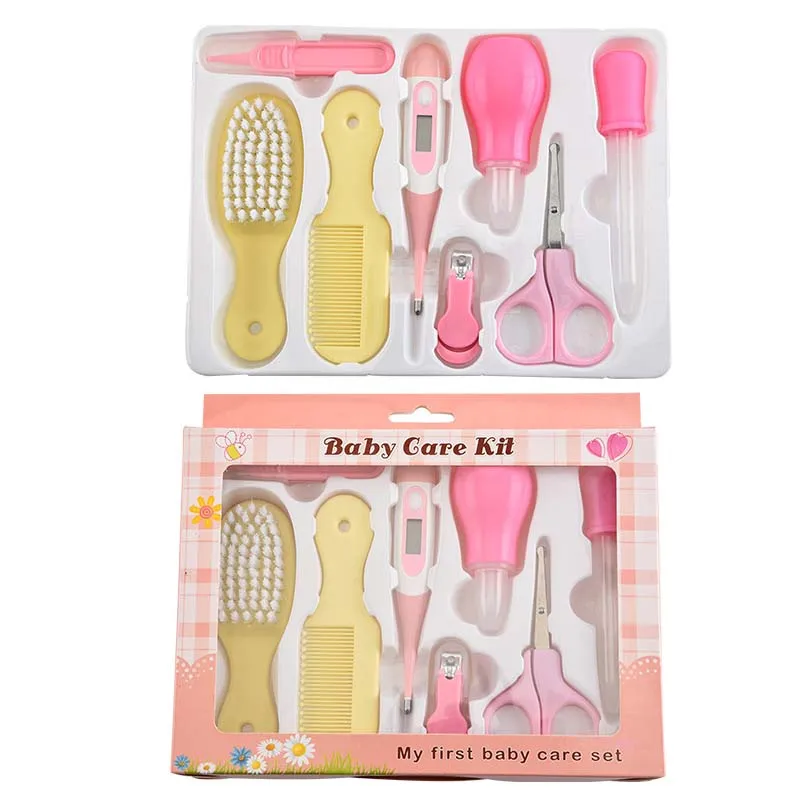 Pink yellow 8 шт./компл. детские медицинские инструменты портативный комплект для ухода за новорожденными комплекты клиперов для ногтей щетка для волос Расческа обеспечение безопасности набор подарок для младенцев - Цвет: Pink yellow