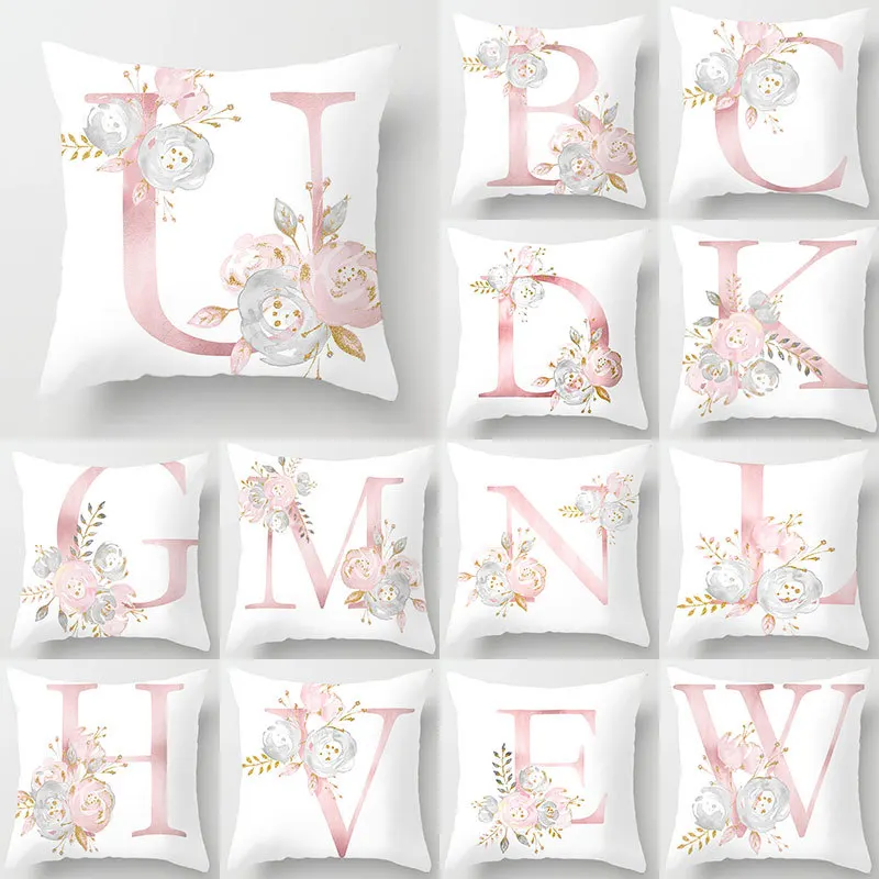 

2020 new style pillowcase with flower letters sofa pillowcase outdoor home car decoration room decoration cushion cover