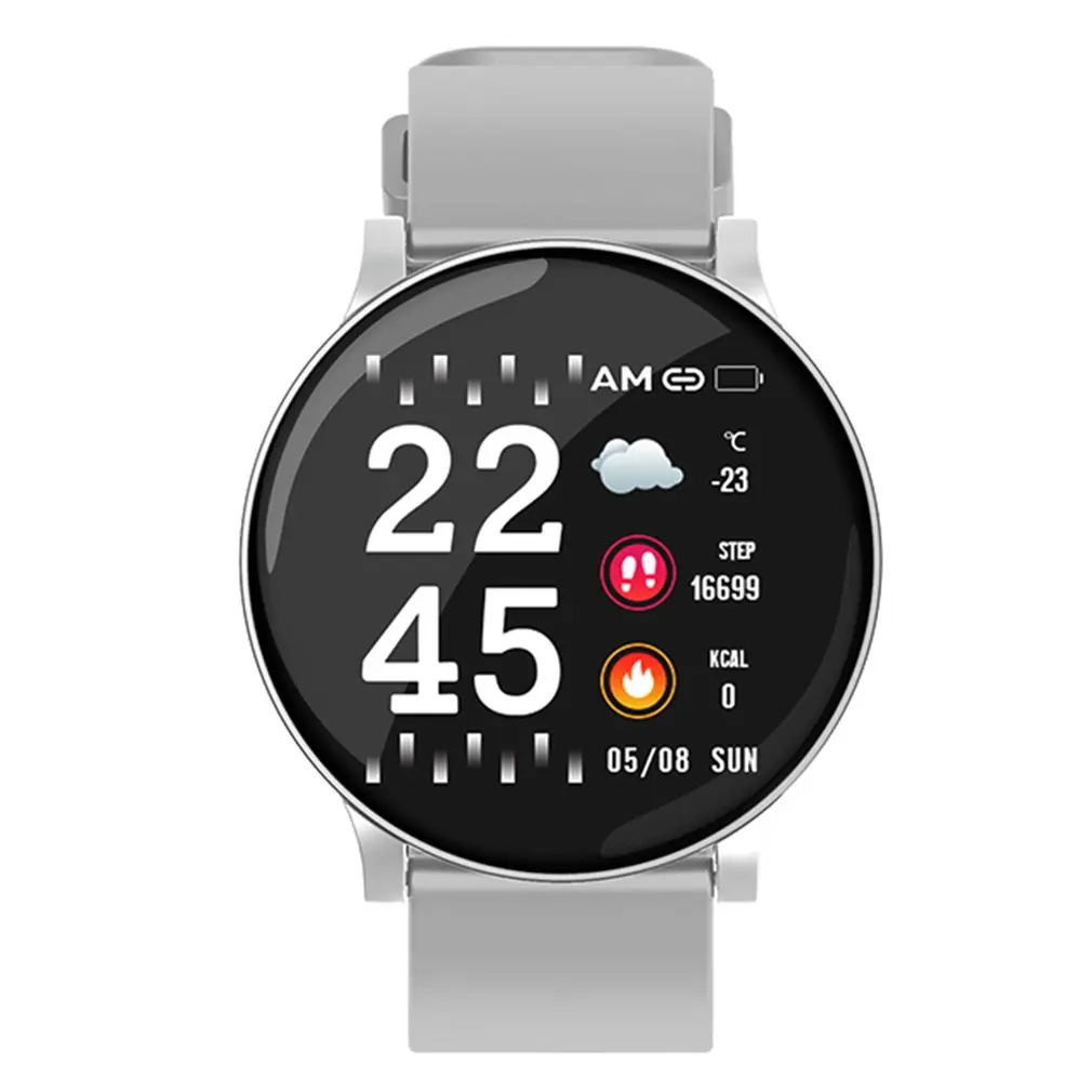 Silver grey Умные часы W8 круглый экран Мониторинг здоровья Информация подсказки многофункциональный мужской и женский спортивный браслет - Цвет: Silver grey