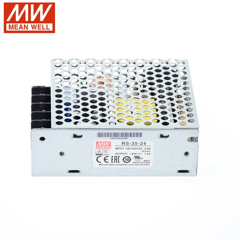 

MEAN WELL RS-35-24 36W 24V Switching Power Supply 110V/220V AC to 24V DC 1.5A Power Unit 5G Viberation Compact Size