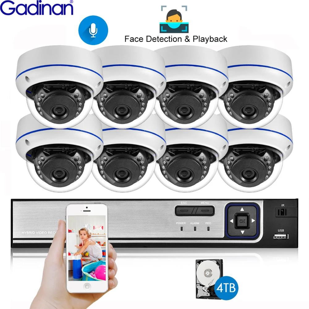 Gadinan Face Detection 8CH 5MP NVR CCTV Security Kit System POE Audio ...