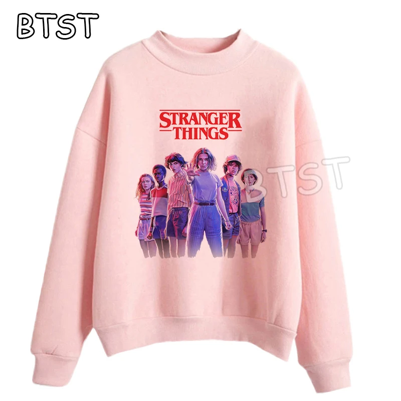 Harajuku Stranger Things 3 женские толстовки розовая одежда женская одежда зимние модные пуловеры толстовки Готическая негабаритная Толстовка