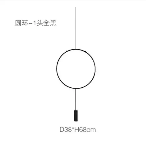 Дизайн, светодиодный подвесной светильник для ресторана, золотой/черный металлический бар, Подвесная лампа для гостиной, светодиодный светильник, минималистичное освещение в лофте - Цвет корпуса: Ring 1 Light black