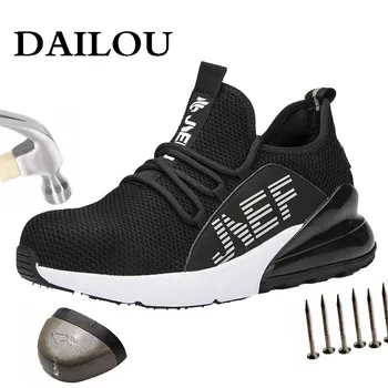 

DAILOU Breathable Safety Shoes Men Boots Lightweight Construction Safety Deodorant Puncture-Proof Boots Outdoor Free shipping