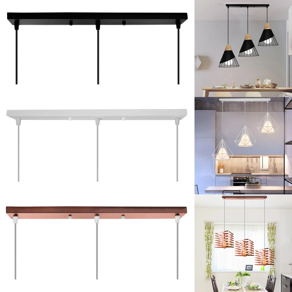 3 Holes DIY Ceiling Lamp Base Canopy Plate Chandeliers Light Fittings Rectangular Straight Pendant Hanging Lighting Accessories e27 1w led small globe night bulb dimmable g40 10w equivalent vintage low watt edison bulb for chandeliers vanity string light