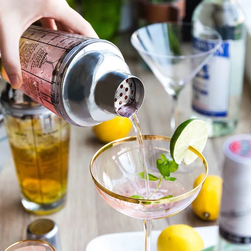Martini Cocktail Shaker Scale Glass champagne Wine Beverage Mixer Shaker Bottle Fruit Juice Snow Grams Cup Bar Bartender Tool
