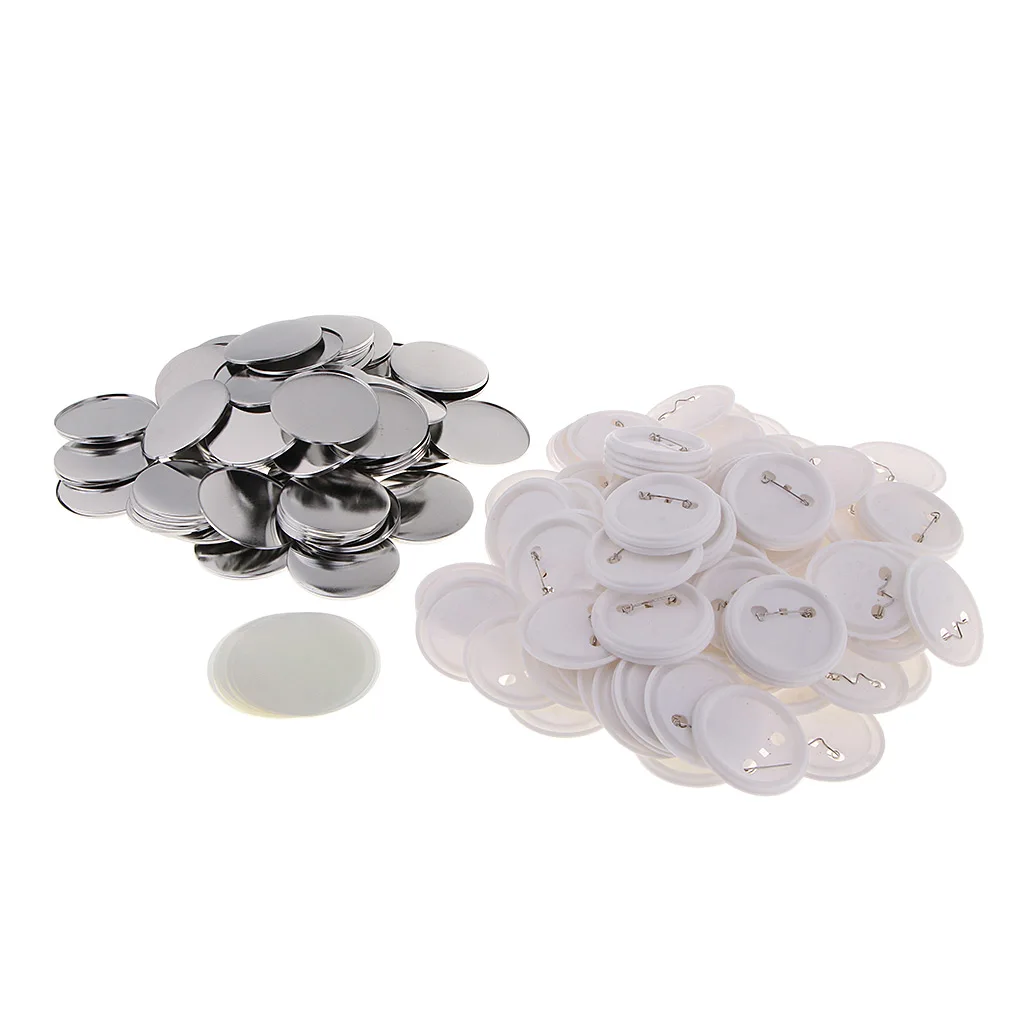 100 Sets Button Parts for Badge Maker Machine Button DIY Crafts and Children's Craft Activities (58mm 2¼ inch)