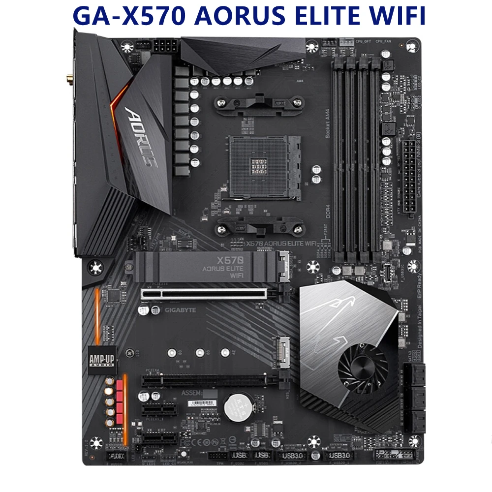 Для gigabyte GA X570 AORUS ELITE материнская плата с WIFI AM4 DDR4 б/у десктопная M.2 NVme PCI-E X16 4 0 |